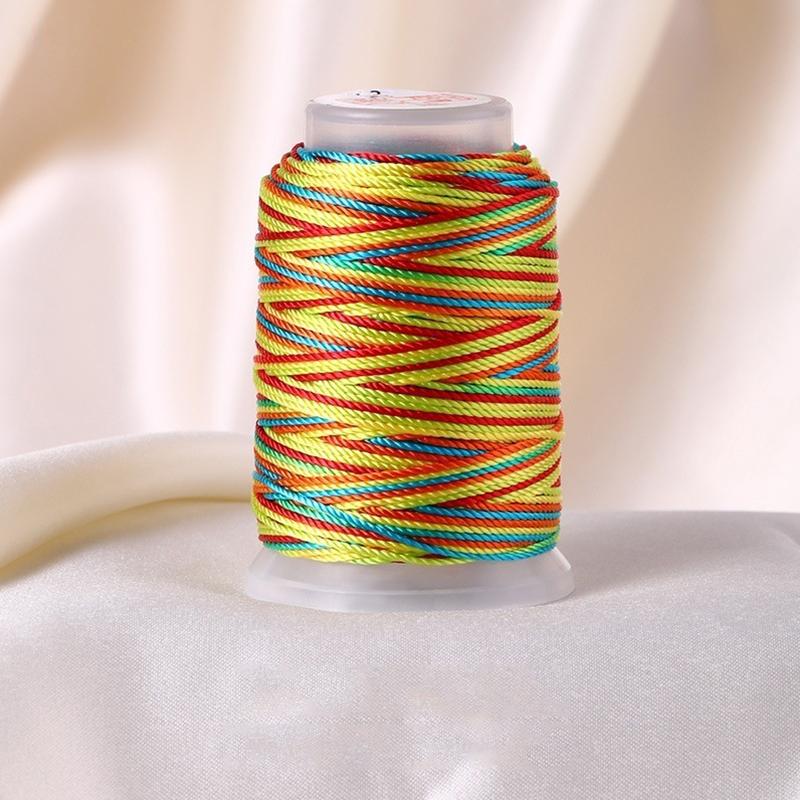1 моток ручной работы, многопрядная нить, полиамидное волокно, цветная нить, ручной браслет-нить, плетеная веревка, плетение веревки, градиент, 18 прядей
