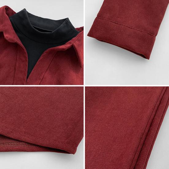 Women Corduroy Shirt Lapel Long Sleeve Single-Breasted Shirt Tops Bottoms Tops Layer Wear Commuter Style Shirt