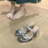 Summer New Thick High-heeled Sandals with Skirts for Women To Wear High-end Slippers