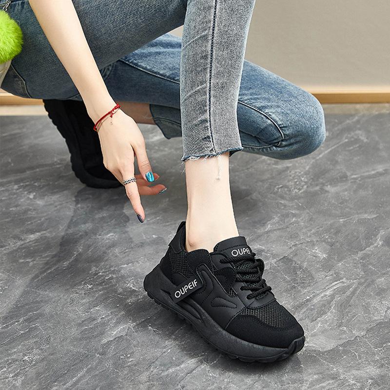 Mesh breathable dad shoes women's 2025 spring new single mesh little white shoes breathable thick-soled shoes