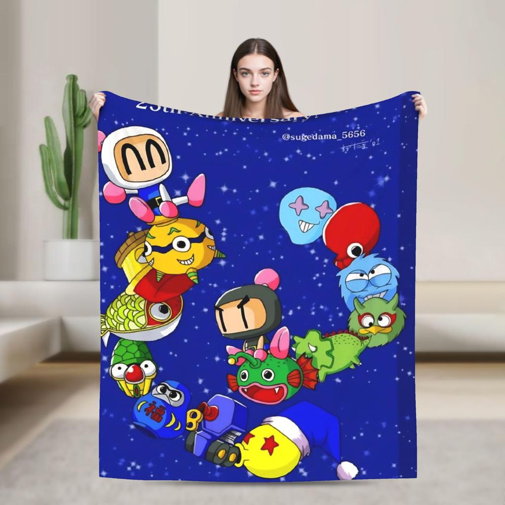 Baikinman Anime Flannel Blanket Soft Durable Throw Blanket for Living Room Picnic Novelty Bedspread Sofa Bed Cover