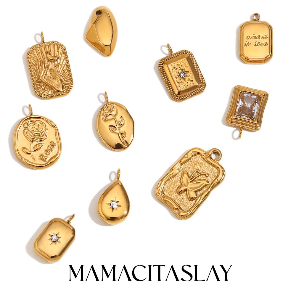 MamacitaSlay DIY Винтажные Роза Бабочка Полярная Звезда Луна нержавеющая сталь подвески 18K Позолоченные подвески для изготовления ювелирных изделий