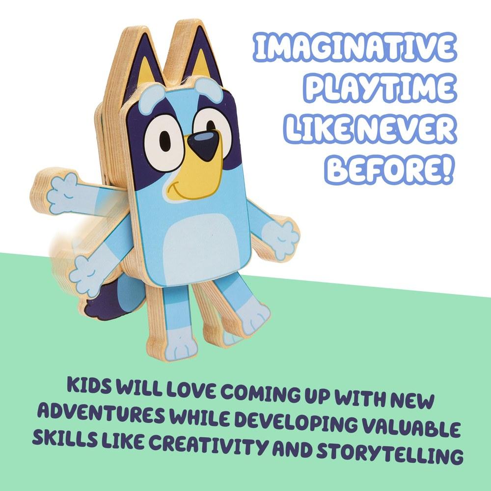 Набор деревянных фигурок персонажей Bluey 4 шт. Бинго Чили Бандит Подвижная игрушка Подходит для детей от 3 лет