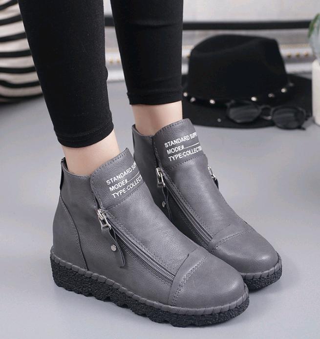 Autumn Platform Wedge Heel Boots Women Shoes with Increased Platform Sole Female Fashion Casual Zip Boots785mk