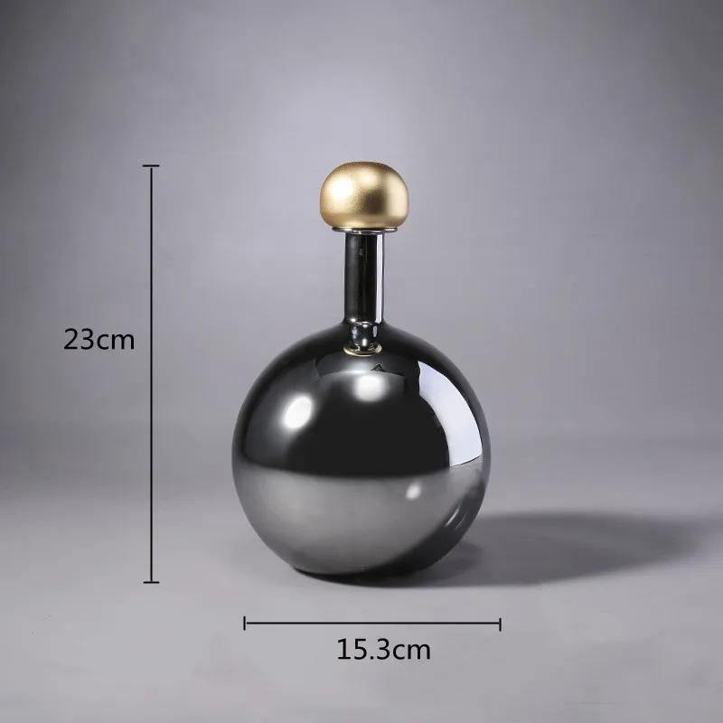 Glass Vase Transparent Sphere Metallic Copper Cover Airtight Container Hydroponic Terrarium Decoration Accessories Vases Pots