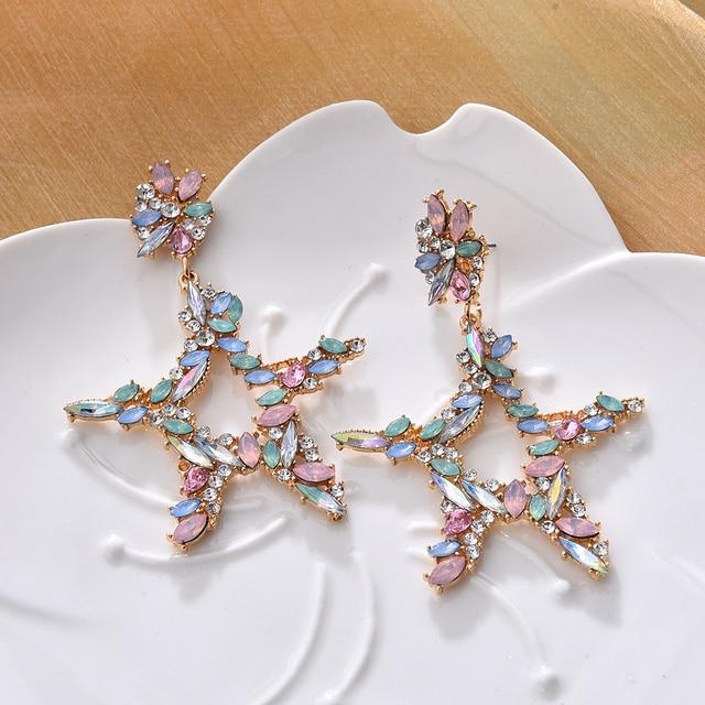 Ztech New Pink Series Crystal Beads Tassel Earrings for Women Girls Elegant Cute/Romantic Korean Style Statement Jewelry Brincos