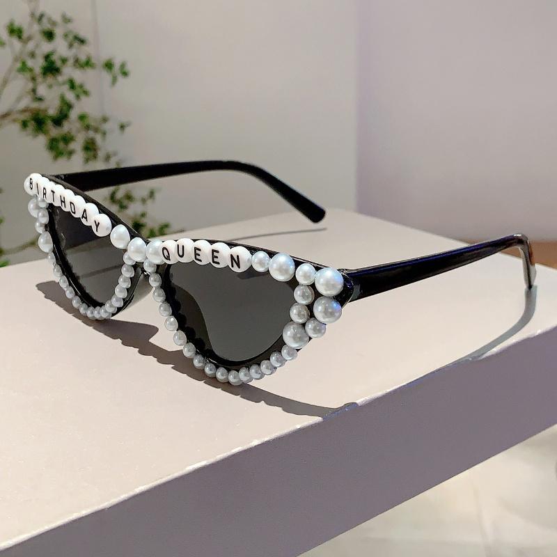 Дизайн «Кошачий глаз» Подарок Оттенки Блестящий Жемчужный Декор Розовый Подарок Очки для Женщин Сувенир для Вечеринки в честь Дня Рождения Женские Реквизиты Оправа