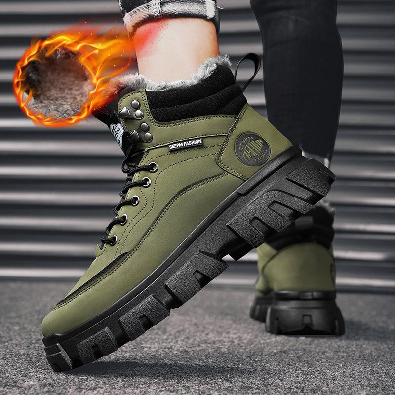 Мужские зимние высокие походные кроссовки на меховой подкладке, повседневные тактические ботинки без шнуровки, ботильоны на шнуровке, теплые зимние ботинки для мужчин, короткие ботильоны