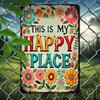 Hisun Tin Sign High Definition Metal Tin Sign This Is My Happy Place Retro Floral Garden Wall Art Decor for Home Patio Yard Vintage Flower Ir