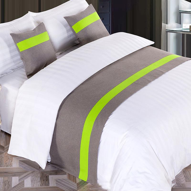 Nordic Style Simple Bed Flag Bed Runner With 2Pcs Pillowcase Home Hotel Wedding Decor Bed Spread Bedroom Decor Bed Tail Flag