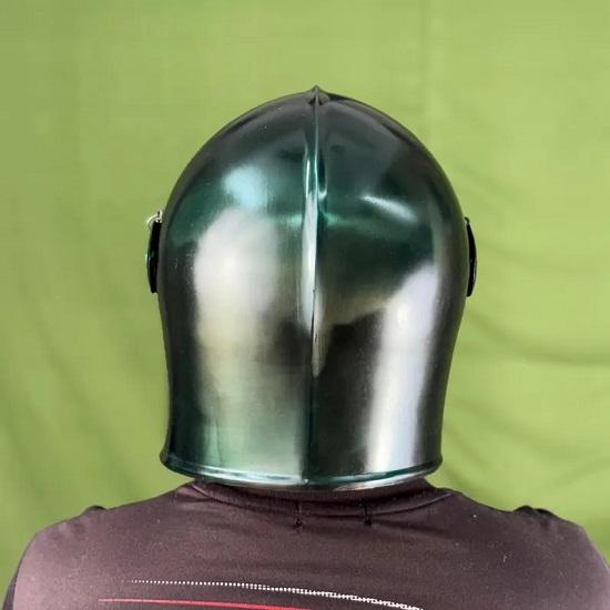 Green Barbuta Visor Helmet   Steel Medieval Knight Armor LARP, Cosplay  Collector’s Edition