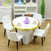 1/12 Dollhouse Simulation Dining Table Chairs Model Dollhouse Mini Living Furniture Toy Dolls House Accessories Pretend Play Toy