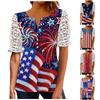 Women Outfits Summer Casual Beach Cover Up Loose Vintage Independence Day Print Chiffon Short Shirt Hide Belly Tunic Tops