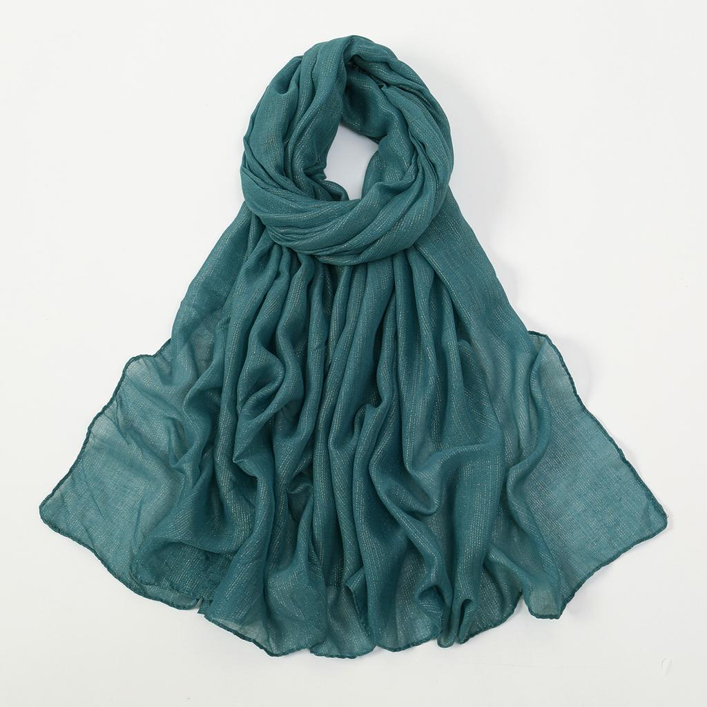 Big Size Pleated Shimmer Cotton Hijab Scarf For Women Muslim Long Shawls Solid Headscarf Wraps Islamic Headband Turban 180*90cm