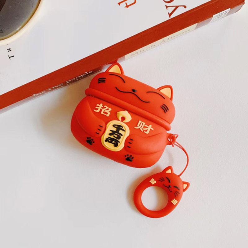 Прекрасный чехол для Airpods Pro, силиконовый чехол Lucky Cat в японском стиле для наушников Apple Airpods 1 2, милый силиконовый защитный чехол