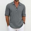 Henley  Lapel Men's Casual Spring and Fall Cotton Youth Personality Half-open Shirt Plus Size