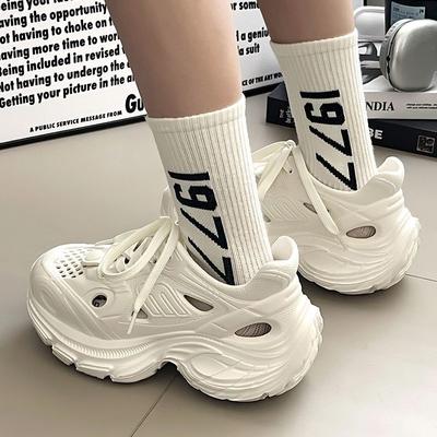 Пещерная обувь женская новая летняя на толстой подошве увеличивающая рост маленькая пляжная обувь спортивная и повседневная обувь для папы ins тренд