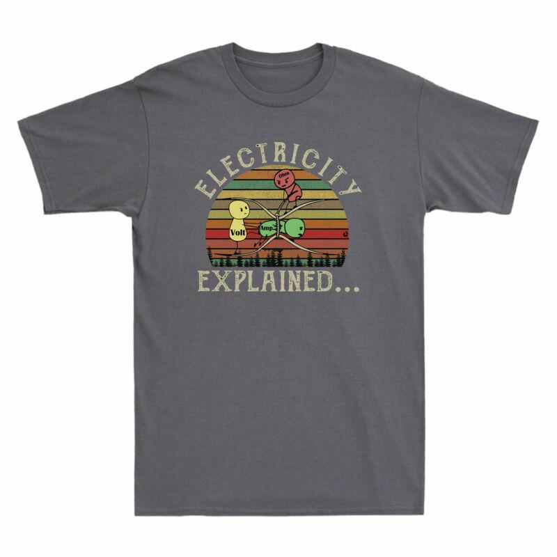 Unisexs T Retro Black Volt Ampe Shirt Ohm Explained Vintage Electricity Tee Cotton