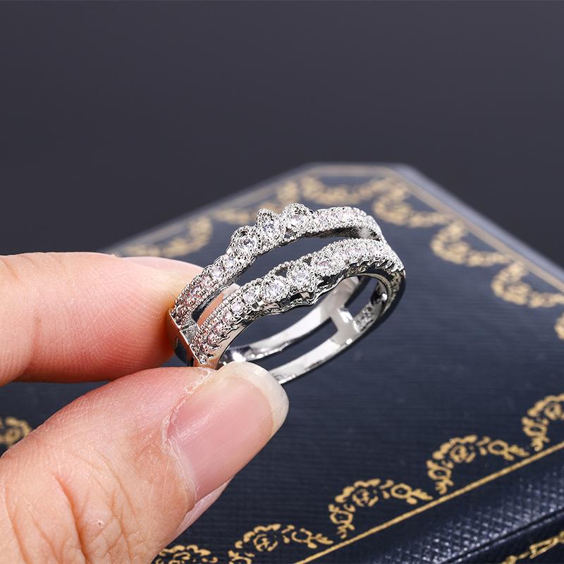 Минималистичные кольца для женщин, круглые циркониевые простые элегантные женские аксессуары, модные украшения, двойное кольцо, обручальные украшения