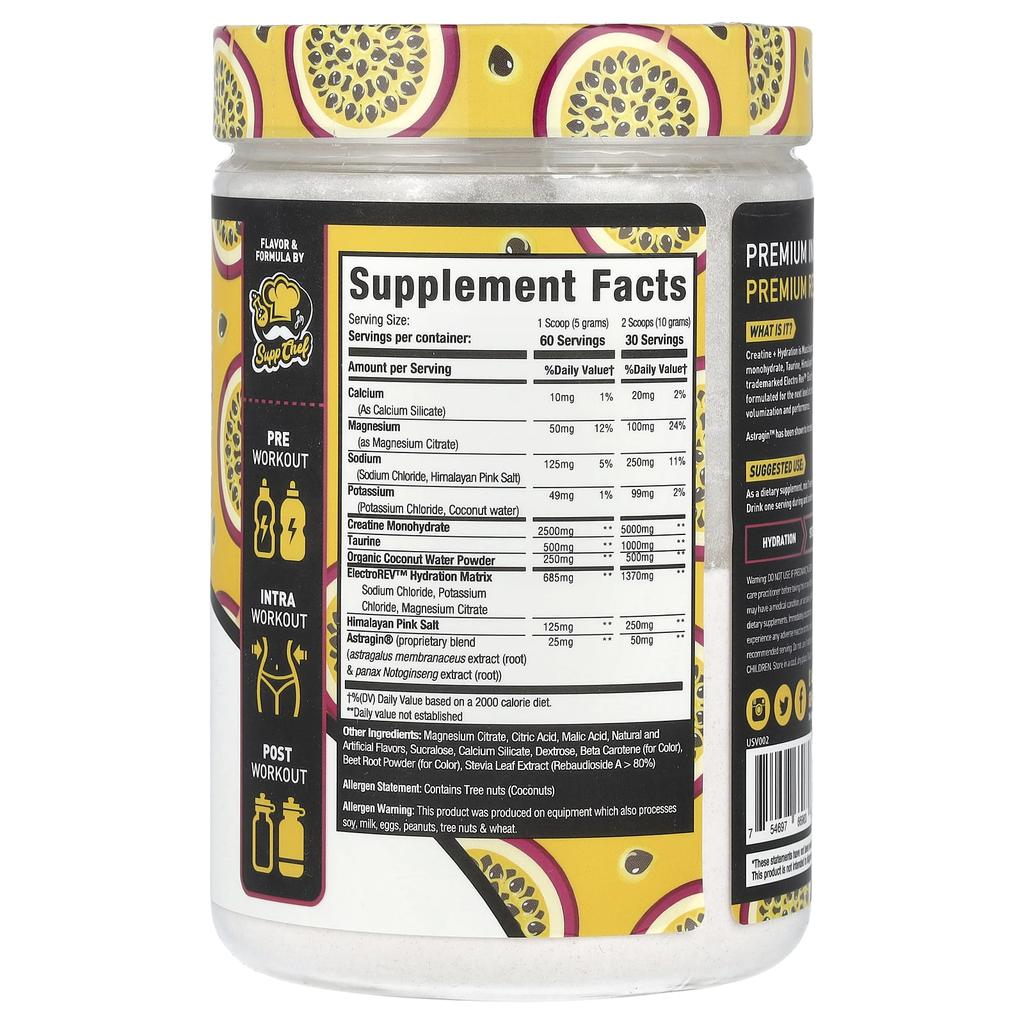 MuscleSport Creatine + Hydration, Passionfruit Punch, 10.58 Oz (300 G)