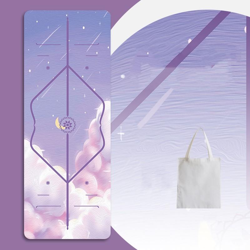 Коврик для йоги с принтом из натурального каучука и бархатной поверхностью. Тонкий нескользящий портативный складной напольный коврик, впитывающий пот. Фитнес-упражнения. Моющийся напольный коврик.