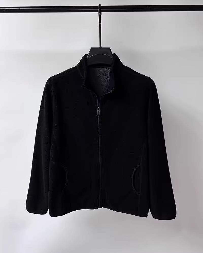 Мужская флисовая куртка однотонного цвета - Осенне-зимний повседневный кардиган-свитшот с трендовым свободным отложным воротником.