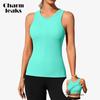 Workout Tank Tops for Women Seamless Full Length Gym Tops Athletic Yoga Top Built In Bra