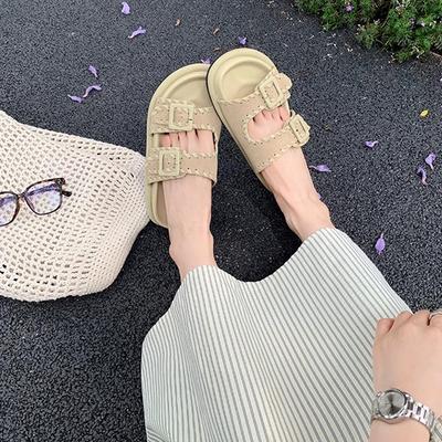 Виноград мать лето новый универсальный однопедальный с открытым носком двубортный ленивый толстоподошвенный увеличивающий рост шлепанцы женские