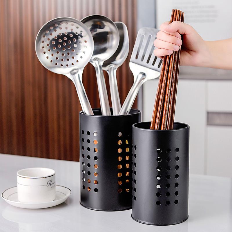 Трубка для палочек из нержавеющей стали Ведро для столовых приборов Большая вместимость Хранение кухонной утвари Круглое отверстие Полая дренажная трубка