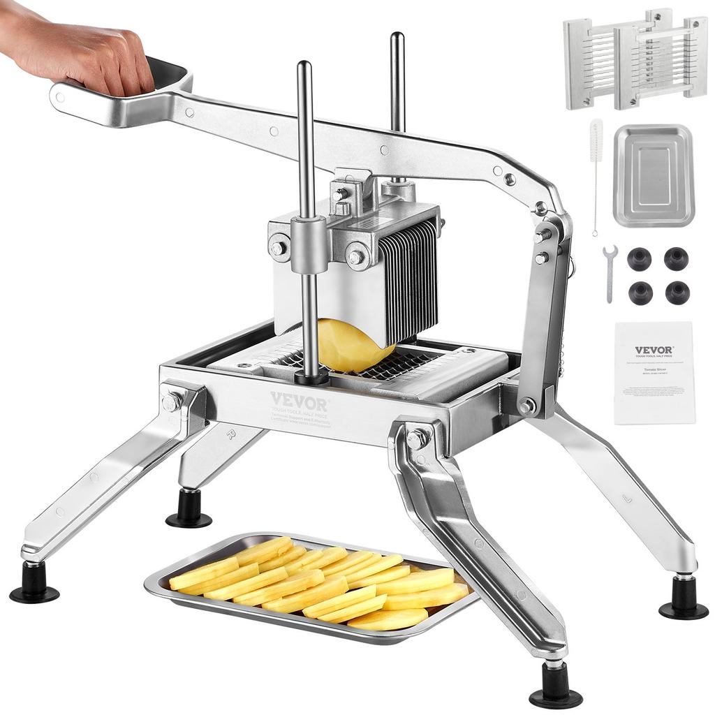 VEVOR Commercial Vegetable Slicer, 1/4 and 1/2 inch Tomato Slicer, Stainless Steel and Aluminum Alloy Vegetable Cutter Slicer