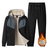 Зимние мужские флисовые повседневные спортивные костюмы с капюшоном, мужские спортивные костюмы для бега на открытом воздухе, мужские толстые спортивные комплекты из двух частей: куртка, пальто, брюки