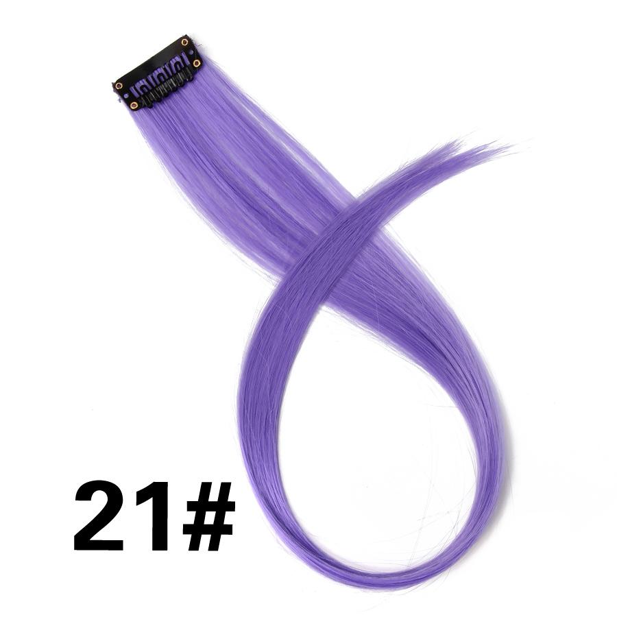Clip In One Pieces Hair Extensions Straight Ombre Purple Blue Pink Extension Hair Women Synthetic False Fake Hair