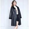 Elegant Slimming Fleece Lined Thick Warm Mom Coat Womens Mid Long Over Knee Faux Leather Trench Coat