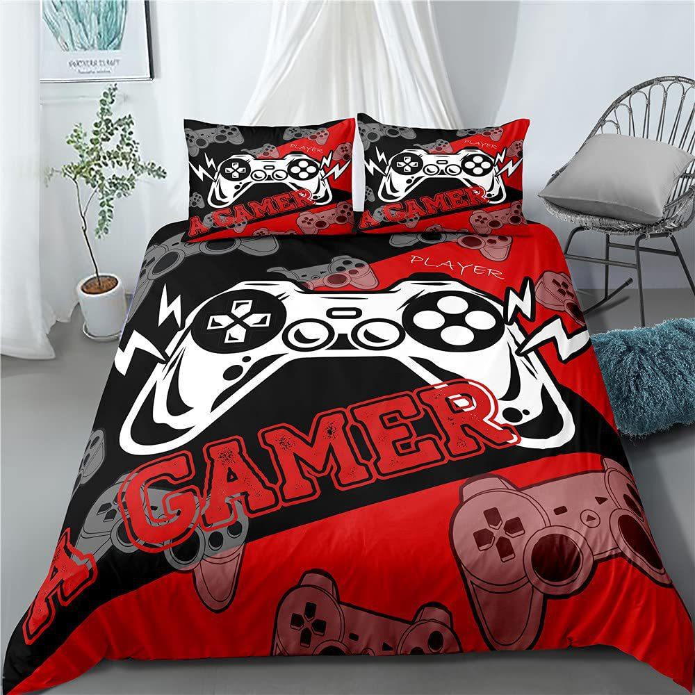 Gamepad Pattern Three-Piece Set Suitable For Boys And Girls Bedroom Decoration Duvet Set