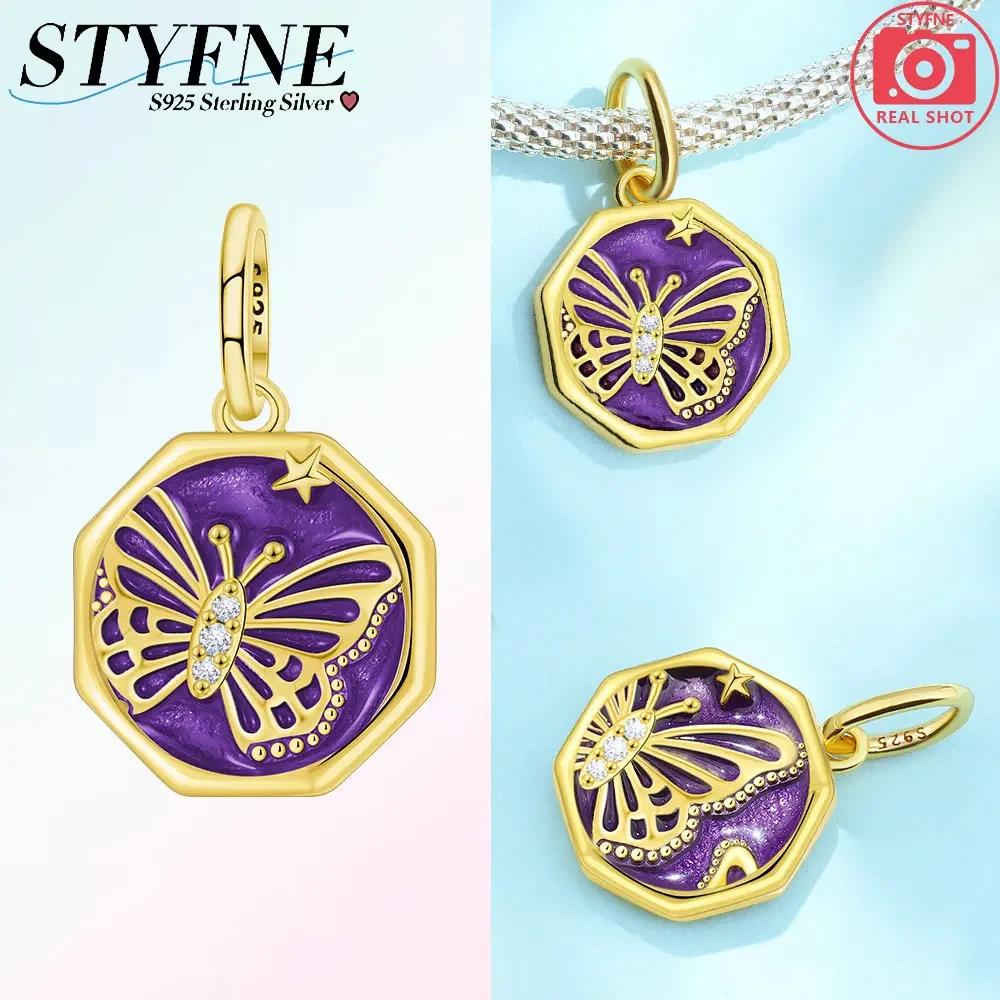 Изысканный медный синий серии подвеска-шарм в виде бабочки подходит для браслета-шарма, DIY женские оригинальные ювелирные подарки