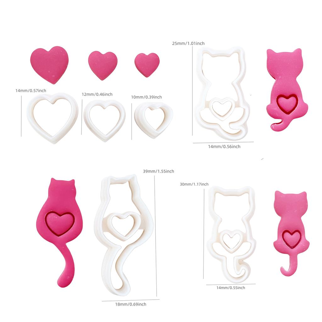 Набор из 6 многоцелевых маленьких фигурок котов из полимерной глины, набор для изготовления украшений на День святого Валентина для сережек и ожерелий