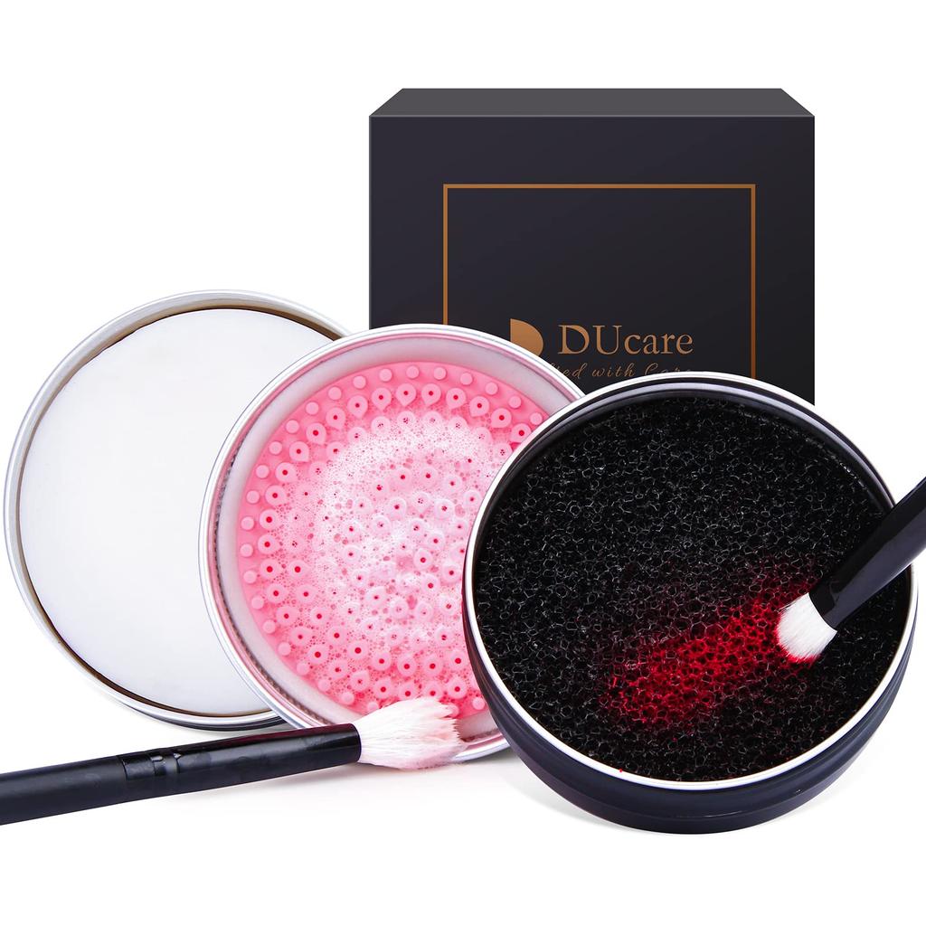 DUcare Makeup Brush Cleaner Brush Cleaning Detergent Solid Soap Natural Coconut Oil Odorless Gentle on Skin Includes Silicone Makeup Brush Cleaning
