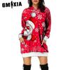 Рождественский вязаный лось с 3D-принтом, толстовка средней длины, свободное осеннее платье