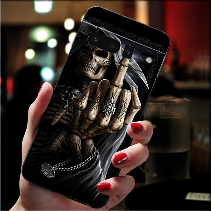 Phone Case For Google Pixel 10 9 Pro XL 9A 8 7 6 Pro Pixel 8A 7A 6A Pixel 8 7 6 5 Grim reaper skull skeleton