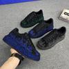 Fashion Luxury Designer Men's Glamour Blue Rhinestone Platform Prom Shoes Causal Flats Moccasins Male Rock Hip-hop Walking Sneakers