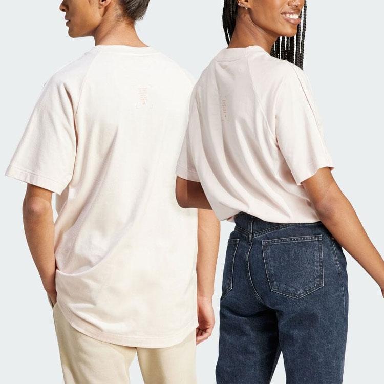 Adidas T Shirts Unisex White Crew Neck Moderate Straight Fit IS7493