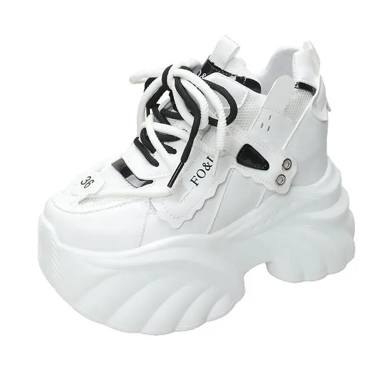 Модные женские кроссовки на платформе, повседневная обувь, горячая распродажа 2025, новые кроссовки на шнуровке на массивной подошве, танкетки, скрытые каблуки, обувь для отдыха для женщин