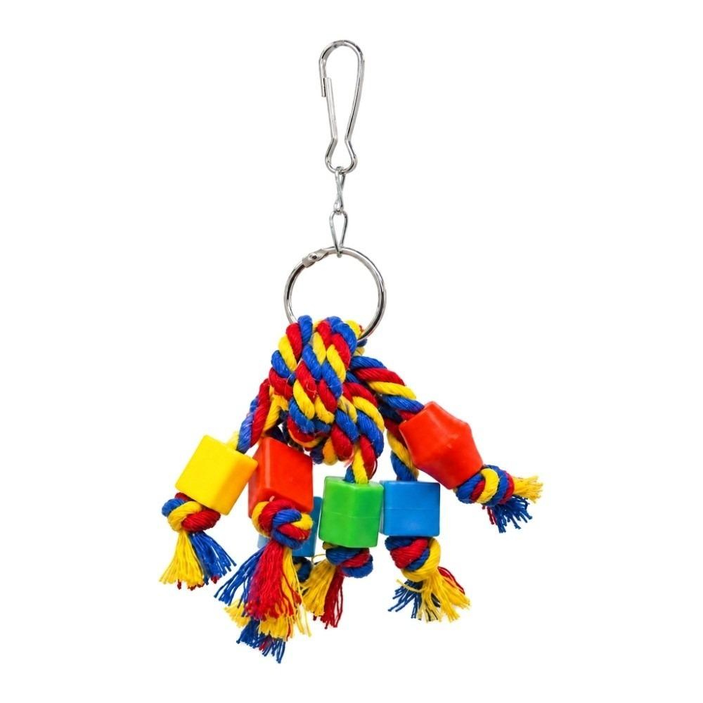 3pcs Plastic Beads Bird Chewing Toy Cotton Rope Plastic Beads Toy For Medium Parrots