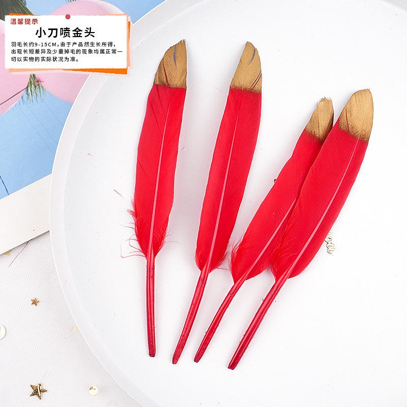 20Pcs57 Big Red Feather Diy Jewelry Accessories Clothing Handicrafts Decorative Materials