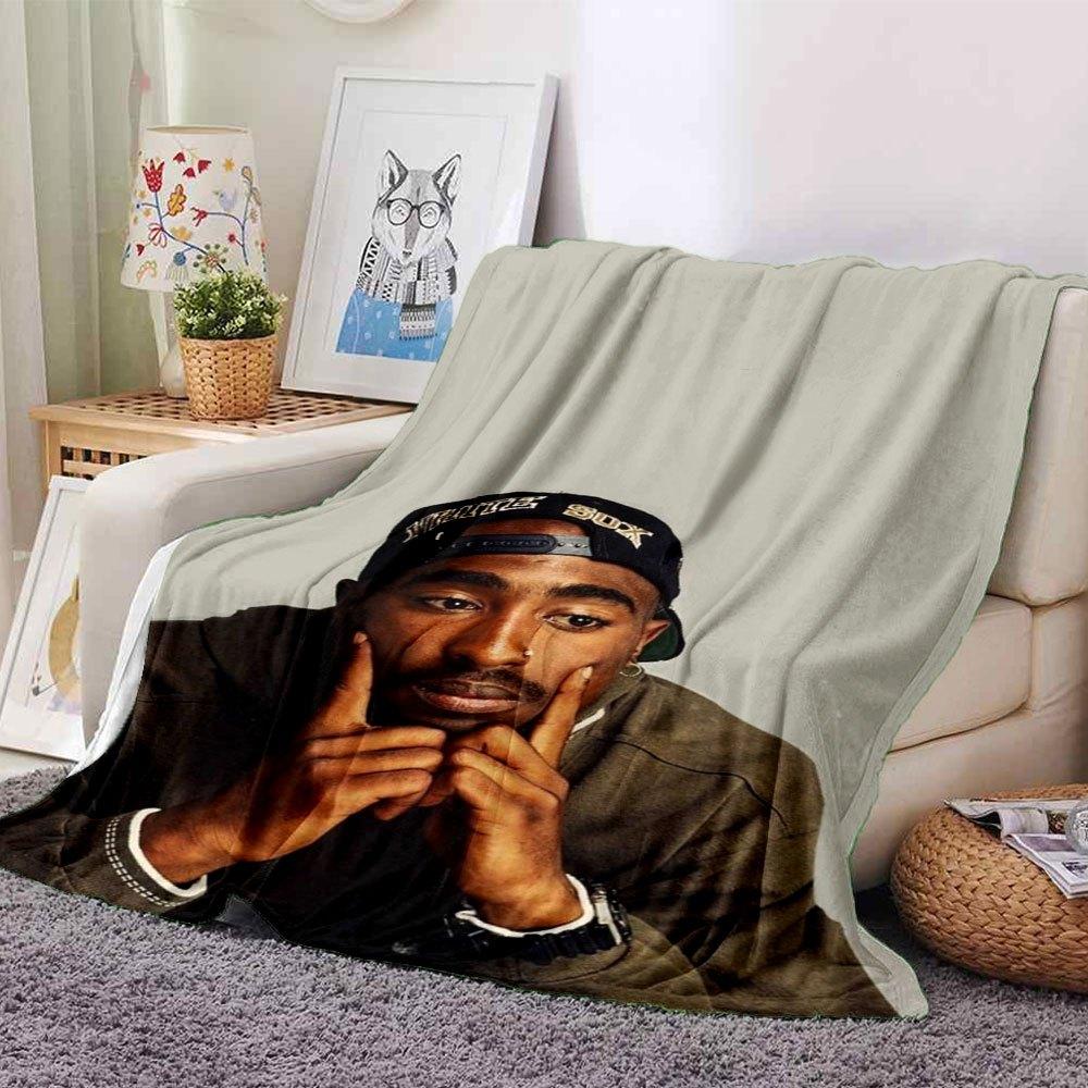 1 шт. Плед в стиле Hip Hop 2Pac, Мягкий, Легкий, Для всех сезонов, Многоцелевой плед для дивана, кровати, офиса и пикников, Французский стиль с культовыми обложками альбомов и цитатами