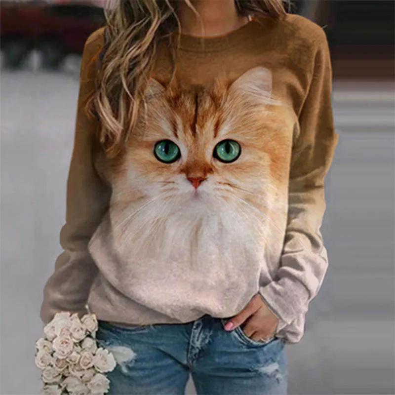 Kawaii новые толстовки с 3D принтом и милыми животными и кошками, женские забавные уличные пуловеры, модная одежда в стиле Харадзюку, зимние пуловеры, топы