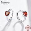 Bamoer Authentic 925 Sterling Silver Heart Cubic Zircon Hoop Earrings for Women Mini Ear Hoops