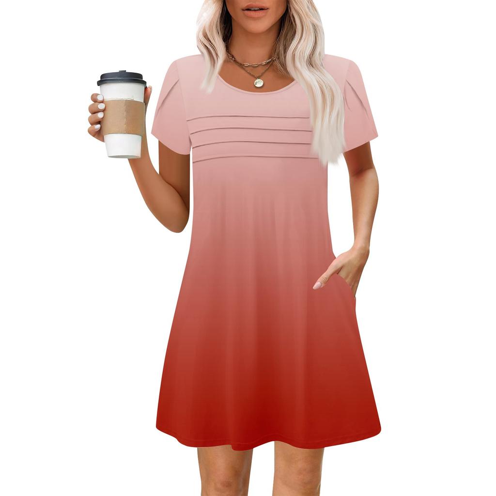 Женские летние повседневные лепестковые узкие полосатые плиссированные однотонные платья