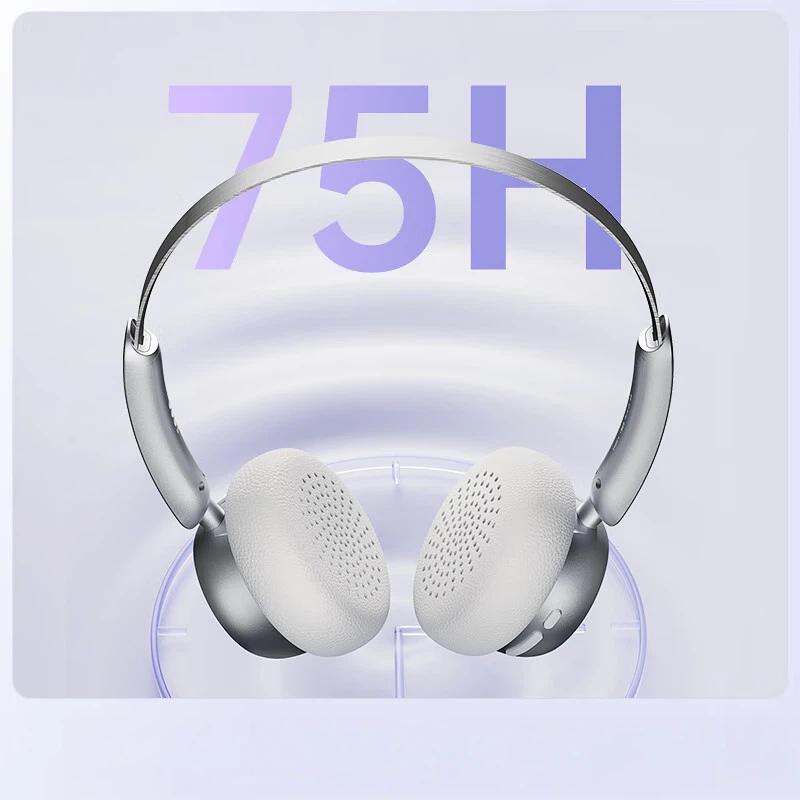 iKF Over-Ear Bluetooth Headphones, HiFi Sound Quality Certified, High Aesthetic Value, Wireless Headset, Starlight Silver