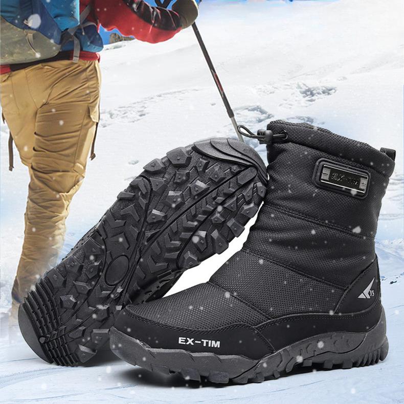 Men's Winter Snow Boots with Warm and Fluffy Cotton Shoes Men's Waterproof and Non Slip Thick High Top Outdoor Boots